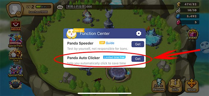 Tap on the Panda icon and get the Panda Auto Clicker 1